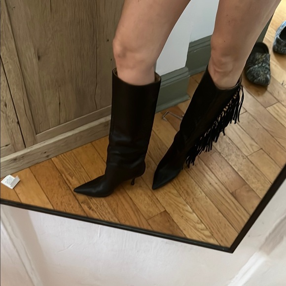 Jimmy Choo Black Fringe Heeled Boots - Picture 6 of 8